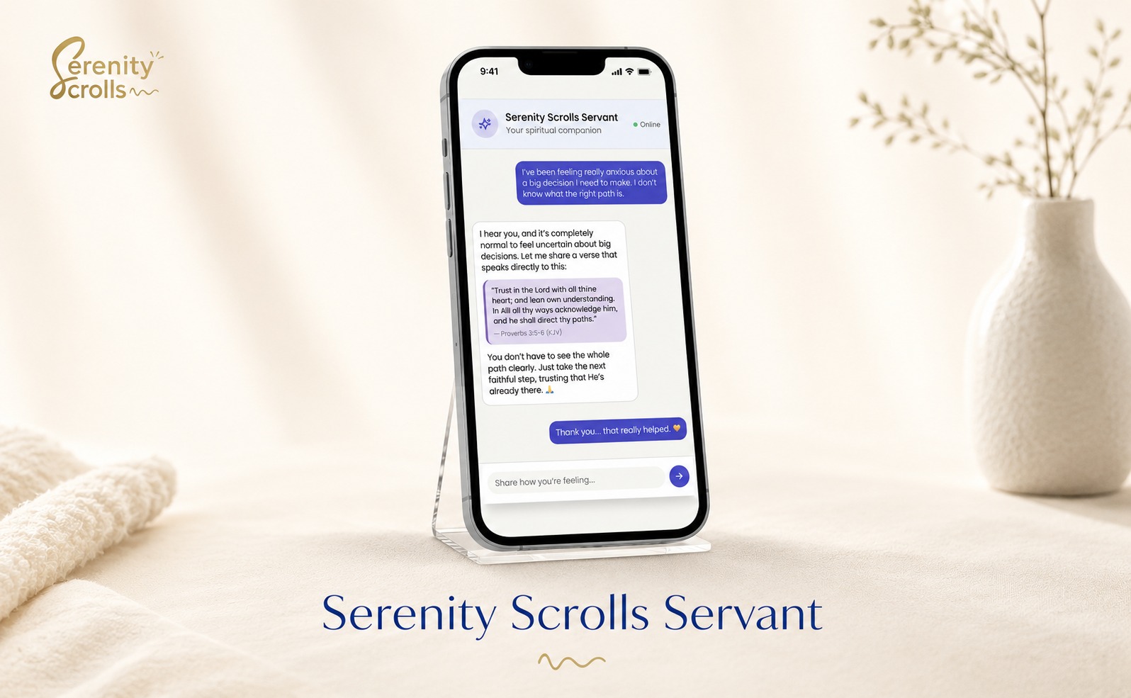 AI Servant Scripture companion and physical Serenity Scrolls Tube
